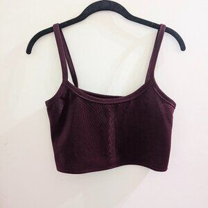 Dark plum velvet crop cami / cropped tank top